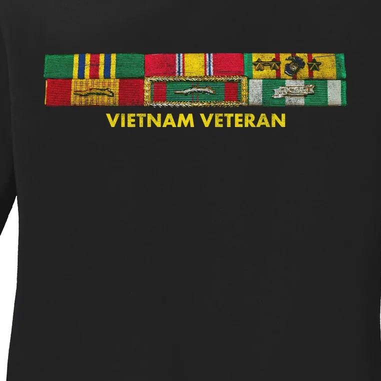 Vietnam Veteran Emblem Ladies Long Sleeve Shirt