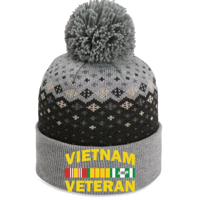 Vietnam Veteran Flag Logo The Baniff Cuffed Pom Beanie