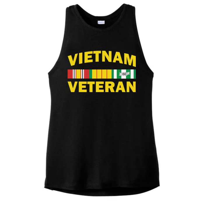 Vietnam Veteran Flag Logo Ladies Tri-Blend Wicking Tank