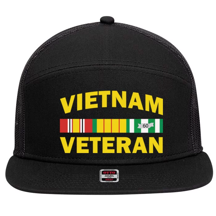 Vietnam Veteran Flag Logo 7 Panel Mesh Trucker Snapback Hat