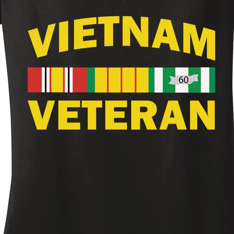 Vietnam Veteran Flag Logo Women's V-Neck T-Shirt