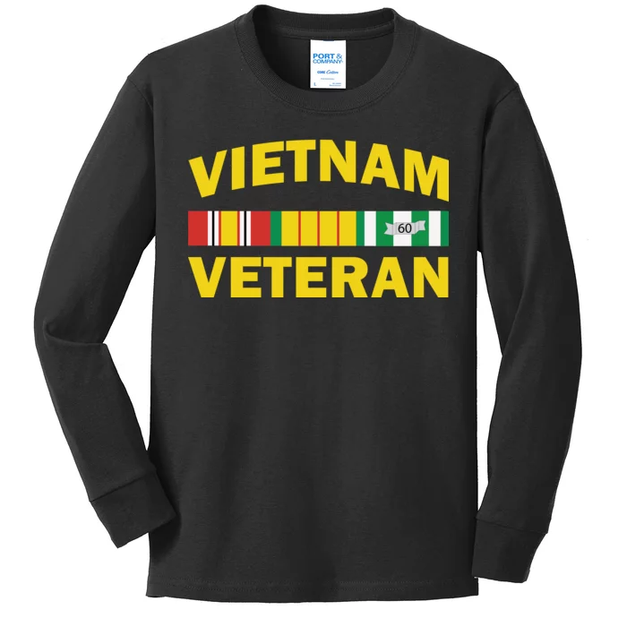 Vietnam Veteran Flag Logo Kids Long Sleeve Shirt