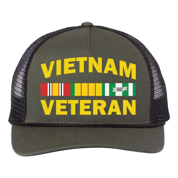 Vietnam Veteran Flag Logo Retro Rope Trucker Hat Cap