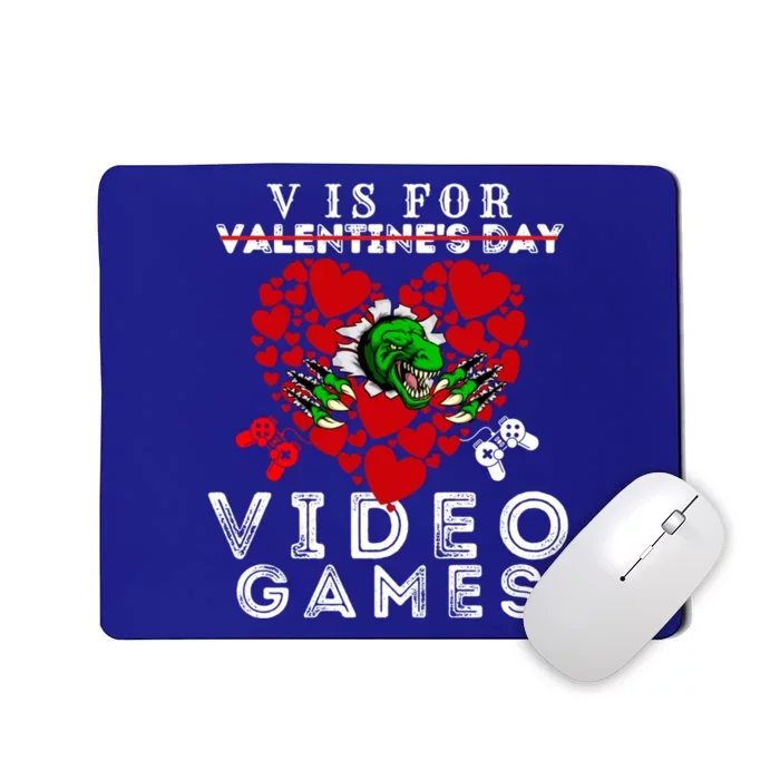 V Is For Video Games Valentines Day Dinosaurs Gift Mousepad