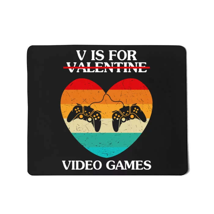 V Is For Valentine Video Games Retro Sunset Heart Mousepad