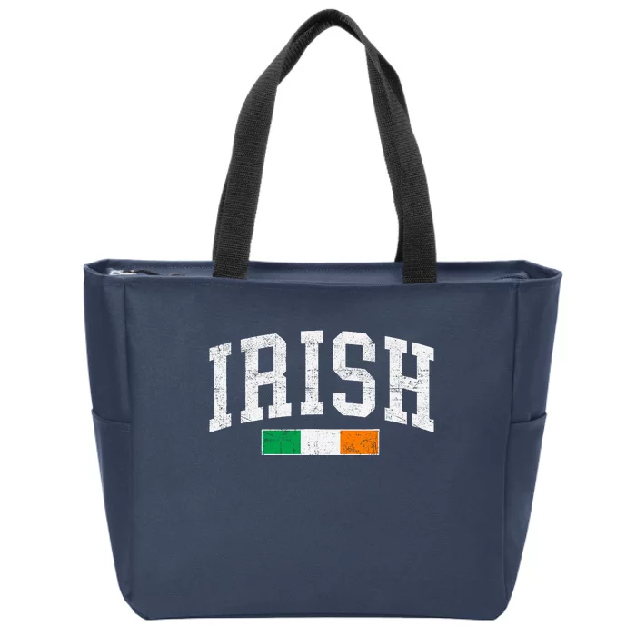 Vintage Irish Flag St Patricks Day Retro Ireland Souvenir Zip Tote Bag