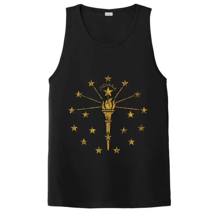 Vintage Indiana Flag In Souvenir Gift Retro Style Performance Tank