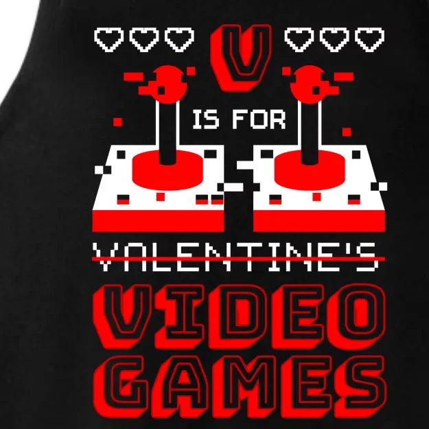 V Is For Valentine's Day Funny Video Game Gamer Ladies Tri-Blend Wicking Tank