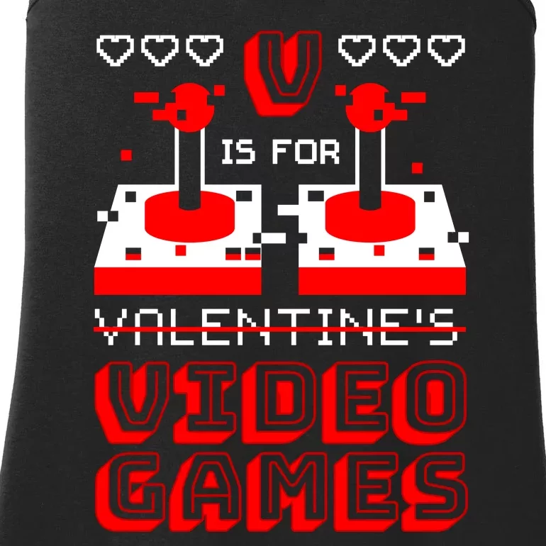 V Is For Valentine's Day Funny Video Game Gamer Ladies Essential Tank