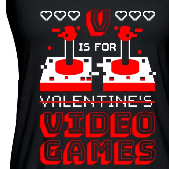 V Is For Valentine's Day Funny Video Game Gamer Ladies Essential Flowy Tank