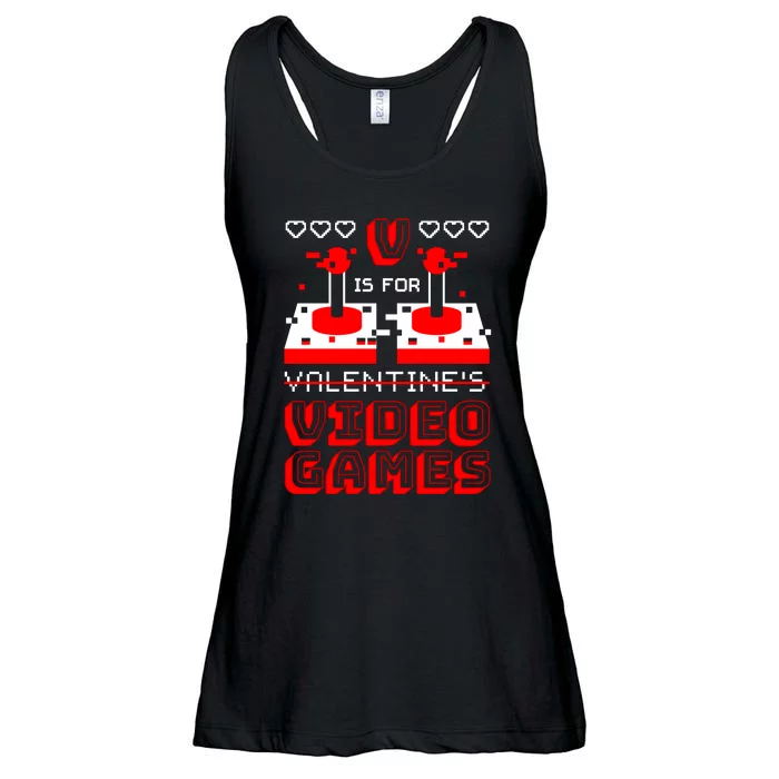 V Is For Valentine's Day Funny Video Game Gamer Ladies Essential Flowy Tank