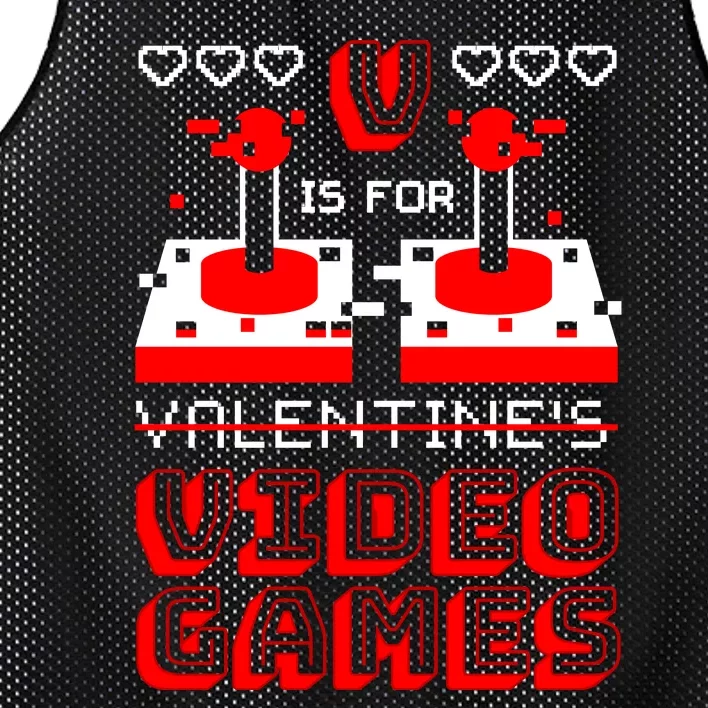 V Is For Valentine's Day Funny Video Game Gamer Mesh Reversible Basketball Jersey Tank