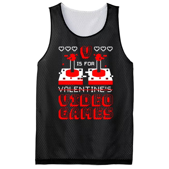 V Is For Valentine's Day Funny Video Game Gamer Mesh Reversible Basketball Jersey Tank