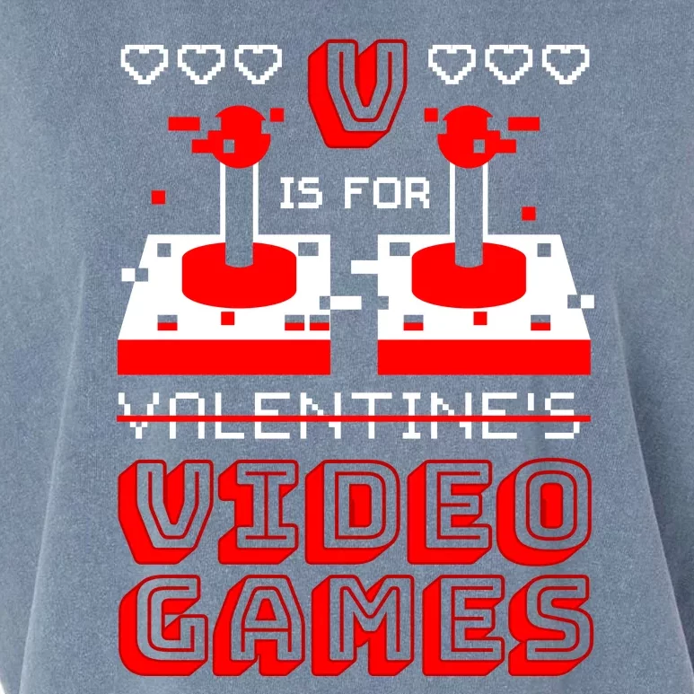 V Is For Valentine's Day Funny Video Game Gamer Garment-Dyed Women's Muscle Tee