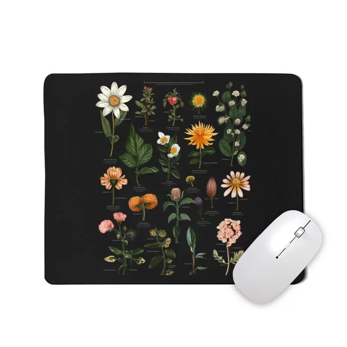 Vintage Inspired Flower Botanical Chart Tees Mousepad