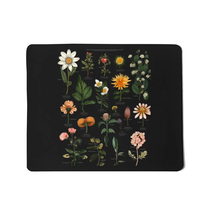 Vintage Inspired Flower Botanical Chart Tees Mousepad