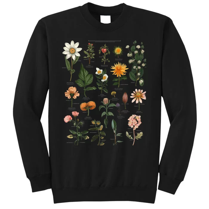 Vintage Inspired Flower Botanical Chart Tees Tall Sweatshirt