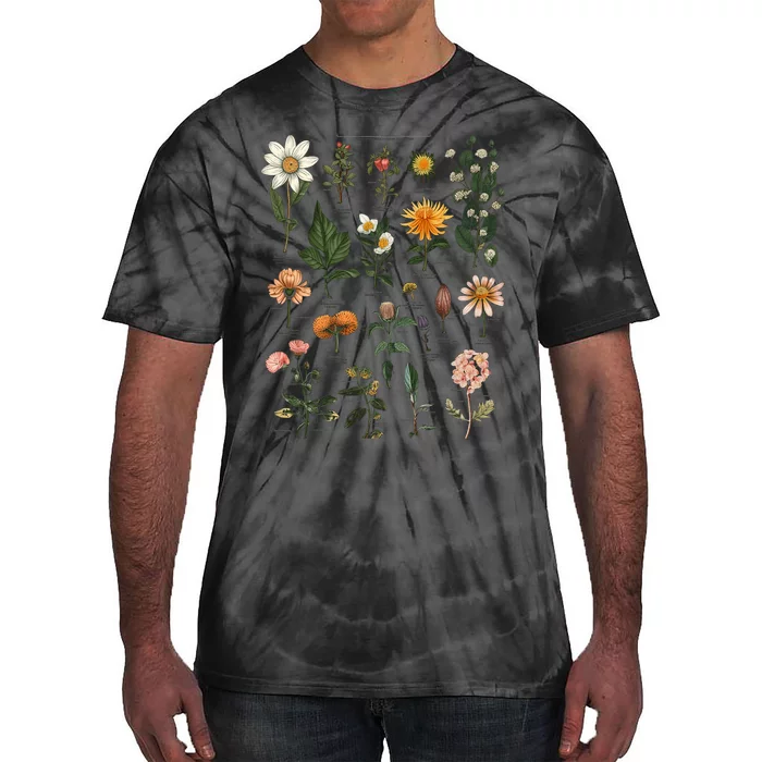 Vintage Inspired Flower Botanical Chart Tees Tie-Dye T-Shirt