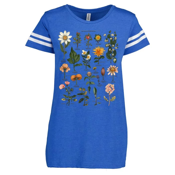 Vintage Inspired Flower Botanical Chart Tees Enza Ladies Jersey Football T-Shirt