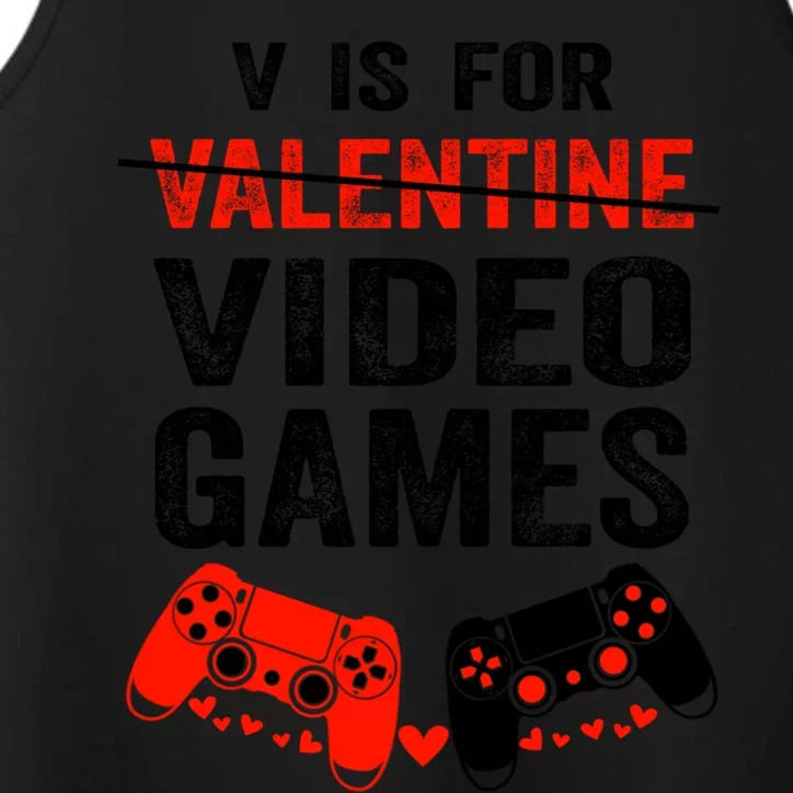 V Is For Video Games Valentines Day Happy Gamer Gift Performance Tank