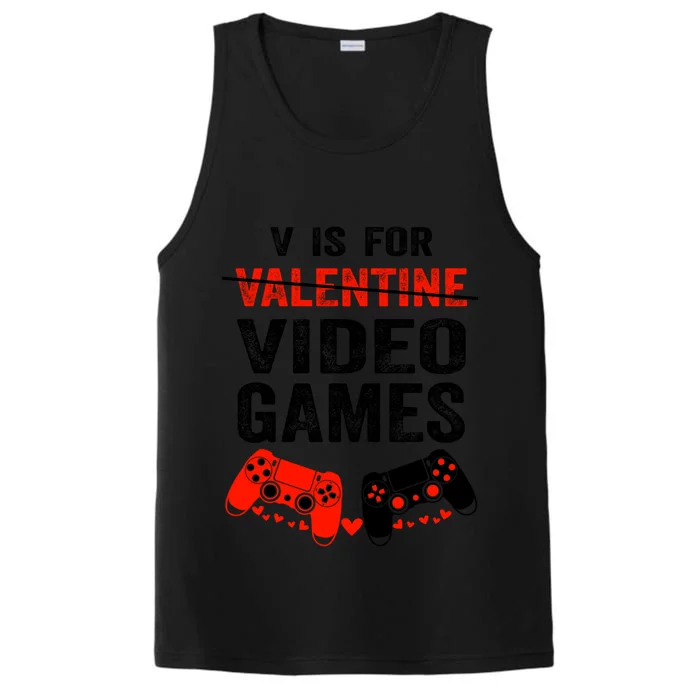 V Is For Video Games Valentines Day Happy Gamer Gift Performance Tank