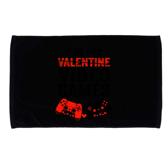 V Is For Video Games Valentines Day Happy Gamer Gift Microfiber Hand Towel