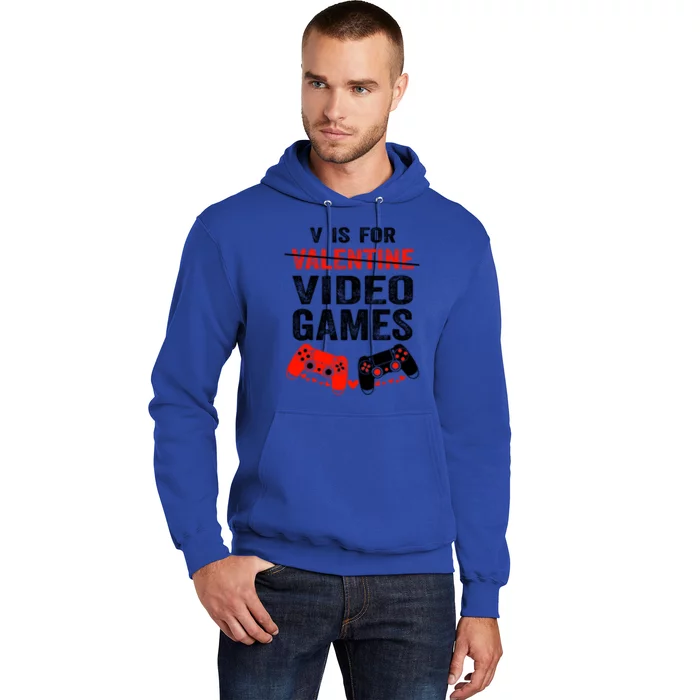 V Is For Video Games Valentines Day Happy Gamer Gift Hoodie