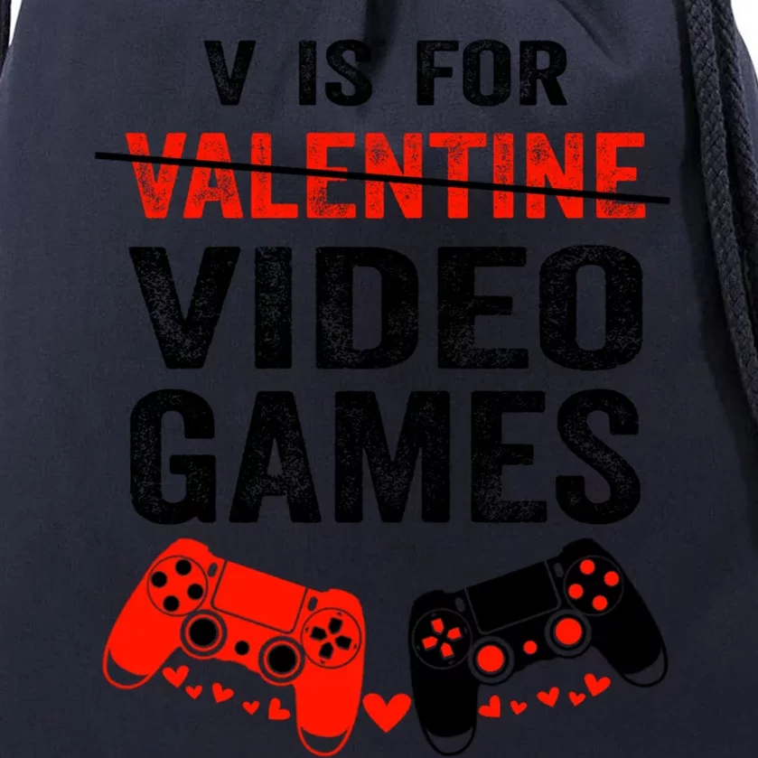 V Is For Video Games Valentines Day Happy Gamer Gift Drawstring Bag