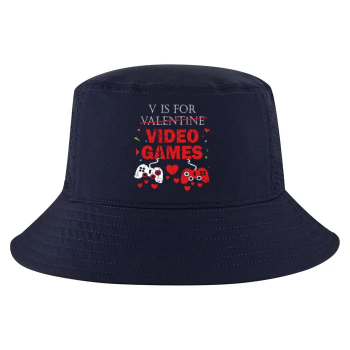 V Is For Video Games Funny Valentines Day Gamer Gift Cool Comfort Performance Bucket Hat