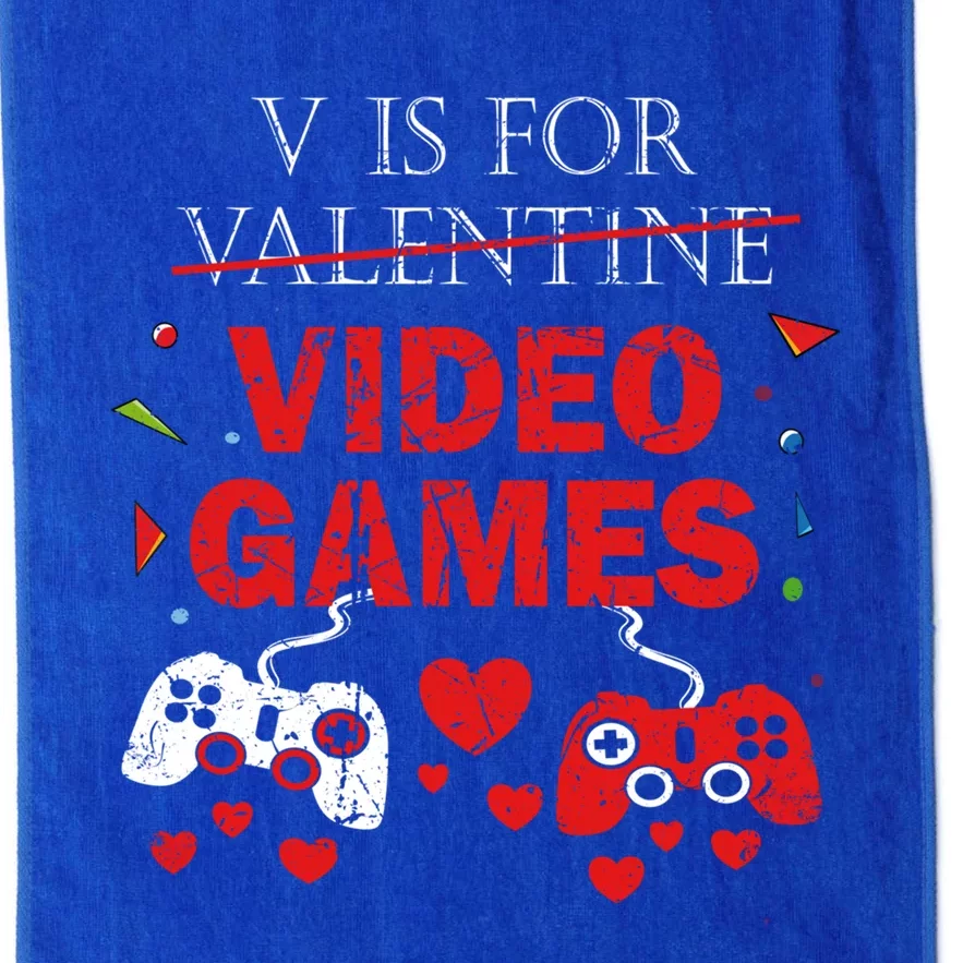 V Is For Video Games Funny Valentines Day Gamer Gift Platinum Collection Golf Towel