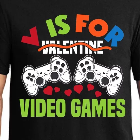 V Is For Video Games Funny Valentines Day Gamer Gift Pajama Set