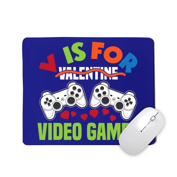 V Is For Video Games Funny Valentines Day Gamer Gift Mousepad