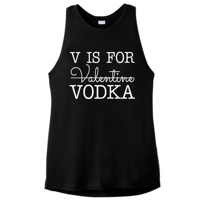 V Is For Vodka Funny Valentines Day Ladies Tri-Blend Wicking Tank