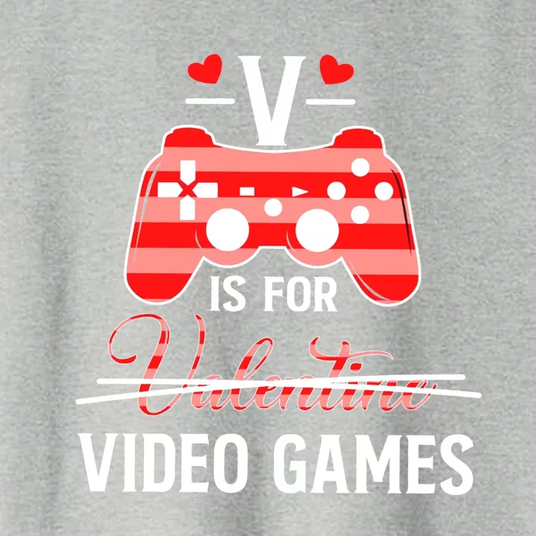 V Is For Video Games Funny Valentines Day Gamer Gift Women's Crop Top Tee