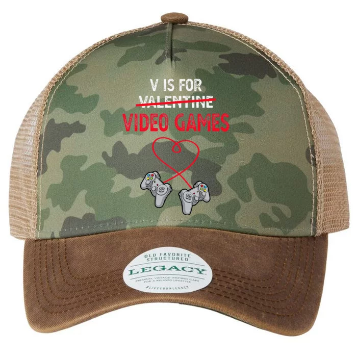 V Is For Valentine Video Games Gift For Gamers Him Or Her Legacy Tie Dye Trucker Hat