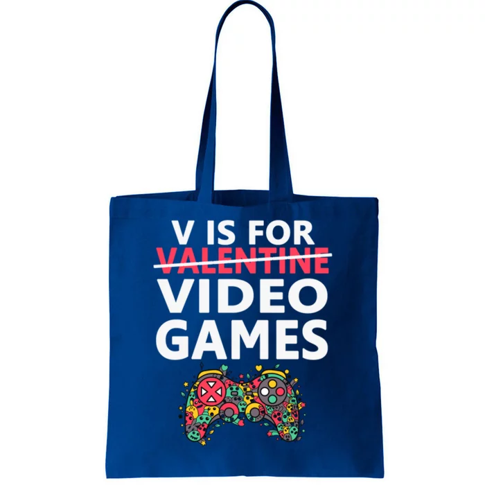 V Is For Video Games Funny Valentines Day Gamer Gift Tote Bag