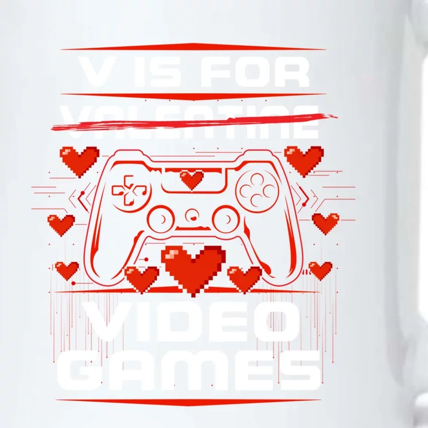 V Is For Video Games Funny Valentines Day Gaming Gift Black Color Changing Mug