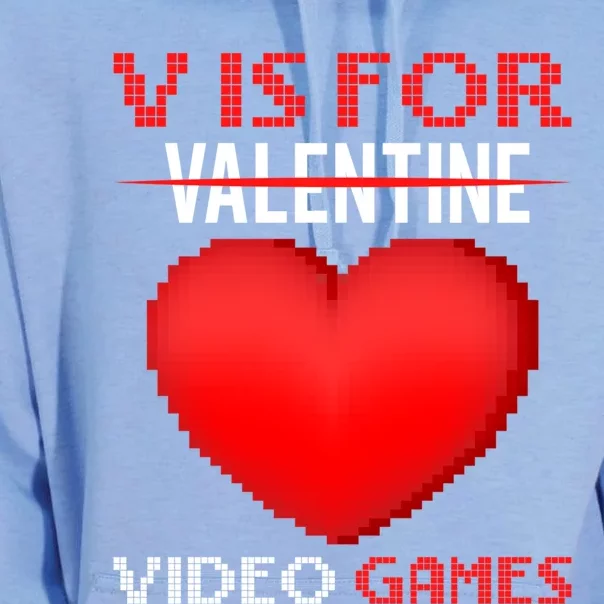 V Is For Video Games Funny Valentines Day Video Games Lovers Gift Unisex Surf Hoodie