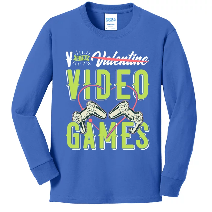 V Is For Valentines Video Games Gift For Gamer Lover Control Meaningful Gift Kids Long Sleeve Shirt