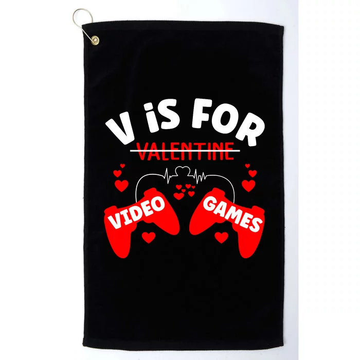 V Is For Video Games Game Lover T Platinum Collection Golf Towel