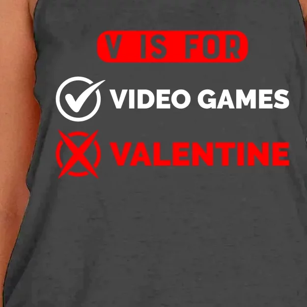 V Is For Video Games Game Lover T Women's Knotted Racerback Tank