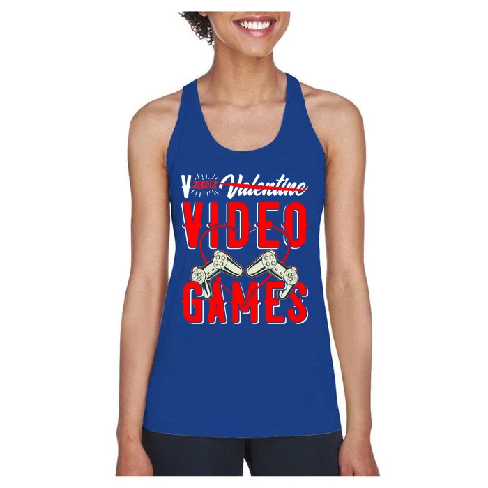 V Is For Valentines Video Games Gift For Gamer Lover Control Great Gift Women's Racerback Tank