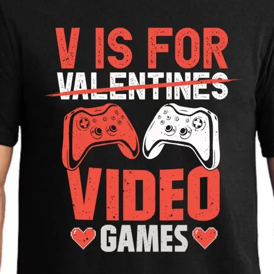 V Is For Video Games Gamer Valentines Day Gift Pajama Set