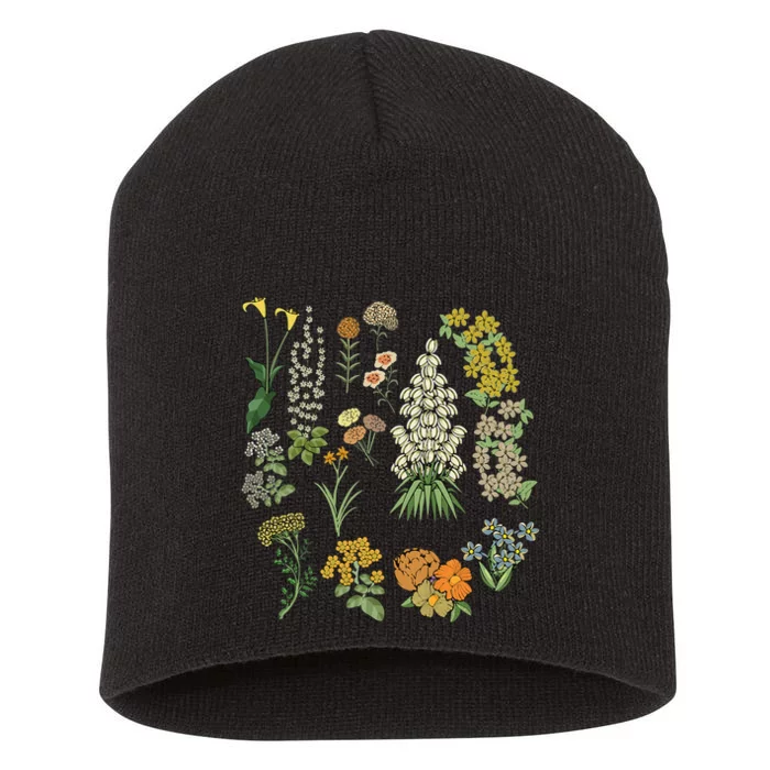 Vintage Inspired Flower Botanical Plants Nature Green Garden Short Acrylic Beanie