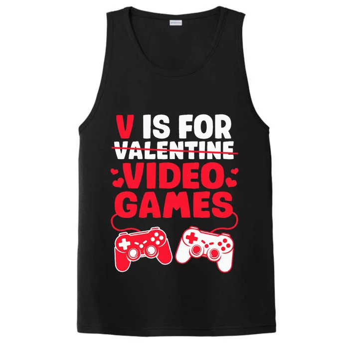 V Is For Video Games Valentines Day Gamer Performance Tank