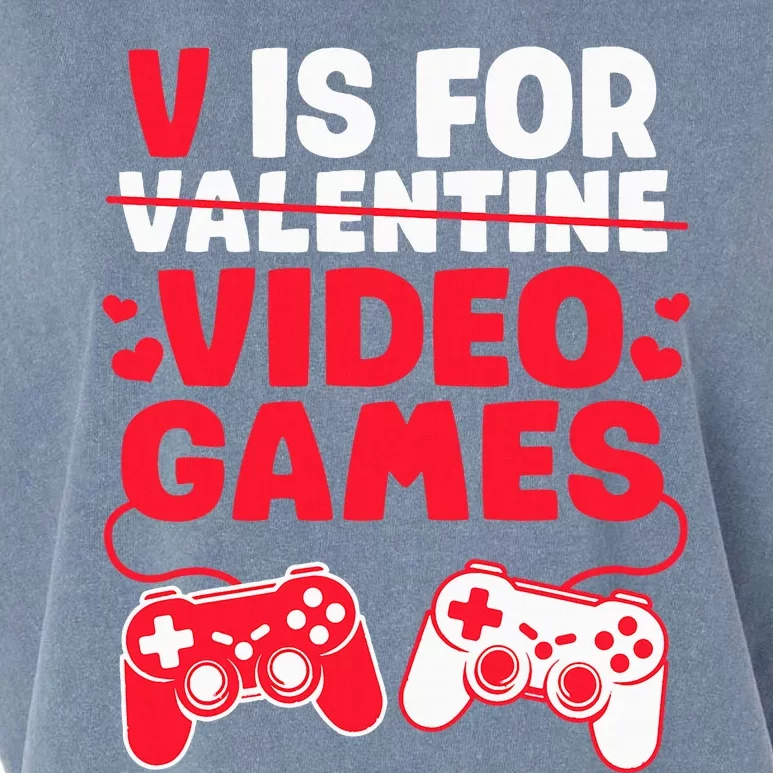 V Is For Video Games Valentines Day Gamer Garment-Dyed Women's Muscle Tee