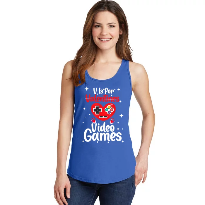 V Is For Video Games Happy Valentines Day Gamer Meaningful Gift Ladies Essential Tank