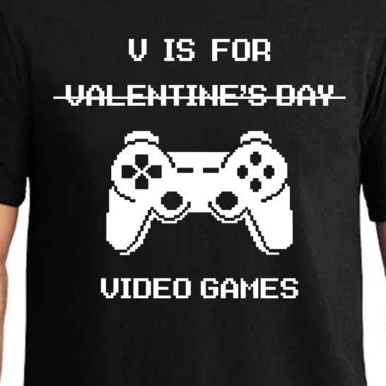 V Is For Video Games Not Valentine's Day Video Games Lover Gift Pajama Set