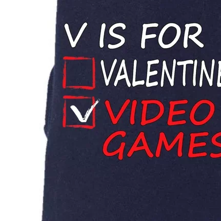 V Is For Video Games Funny Valentines Day Gamer Boy Girl Doggie 3-End Fleece Hoodie