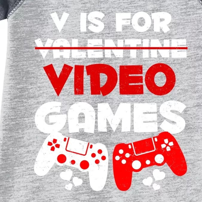 V Is For Video Games Funny Valentines Day Gamer Infant Baby Jersey Bodysuit